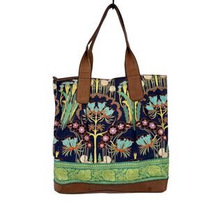Amy Butler by Kalencom Tote Bag Floral Leather Trim Boho Print